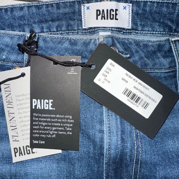 PAIGE $249 Knockout Distressed High Rise Straight Leg Jeans Womens 33 NEW - Picture 5 of 5